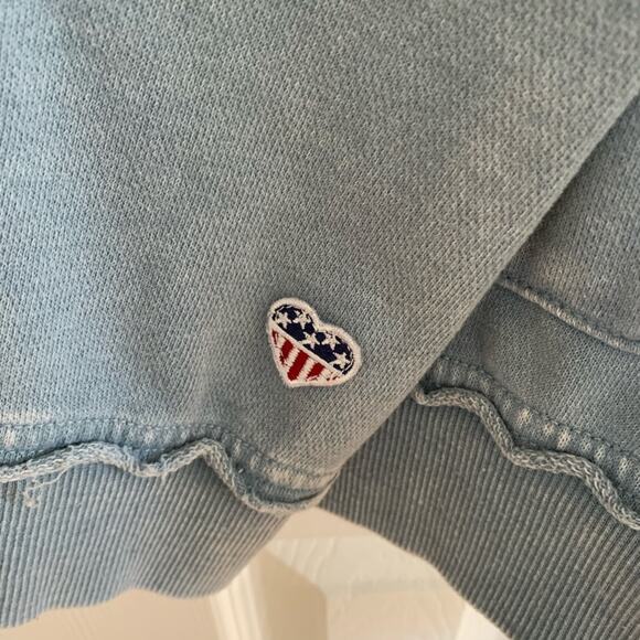 Junk Food Wash Blue Distressed Peace Sign American Flag Hoodie Small - Picture 7 of 8